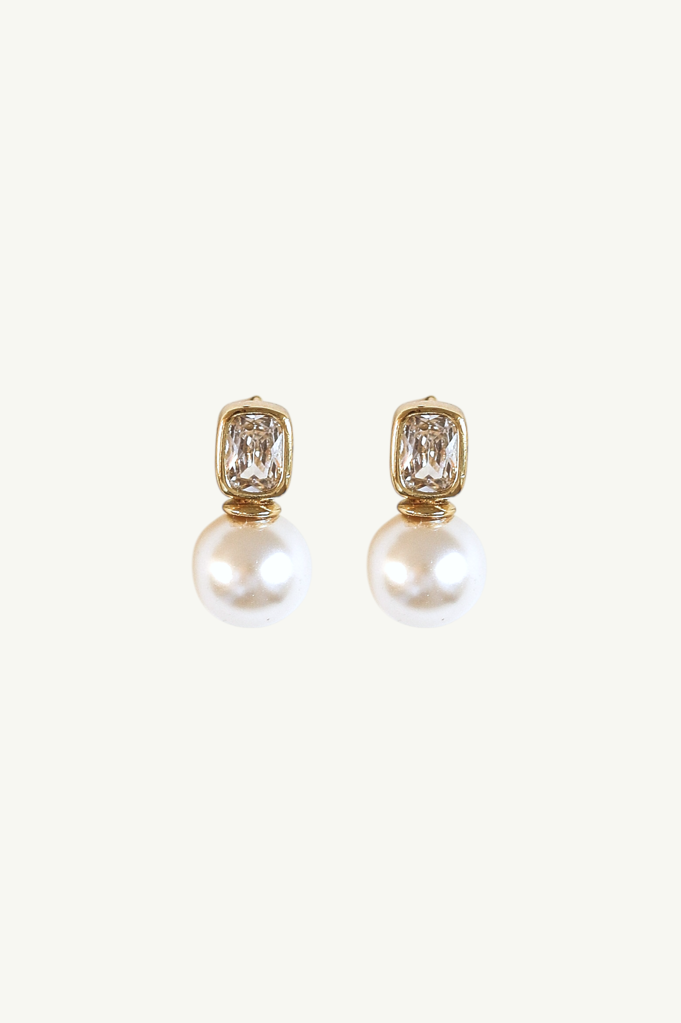 Bezel Pearl Stud Drop Earring