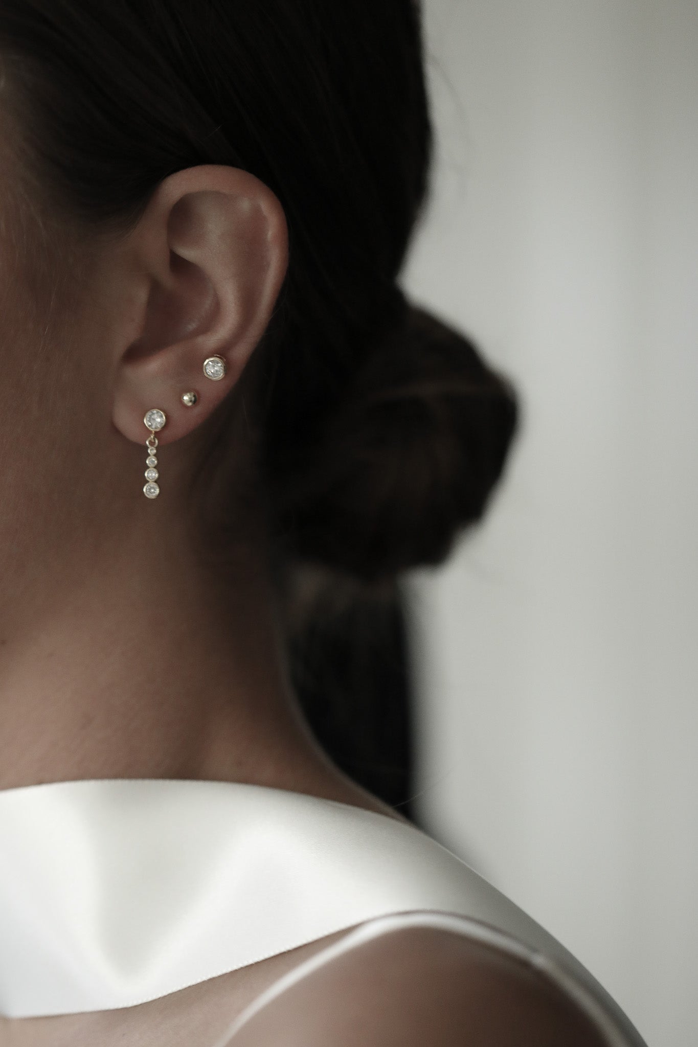 Gold Bezel Earring Stacked Set