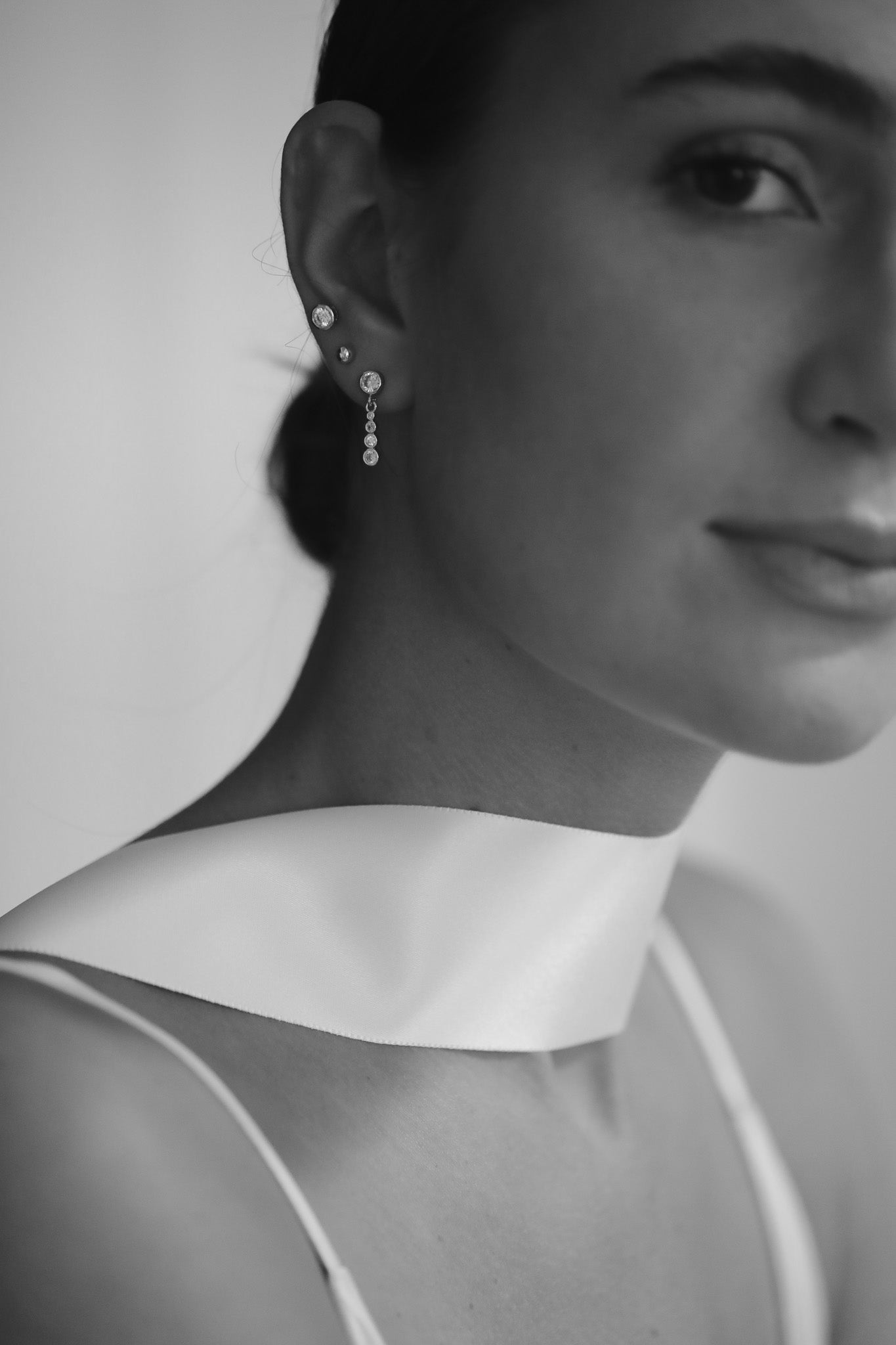 Gold Bezel Earring Stacked Set