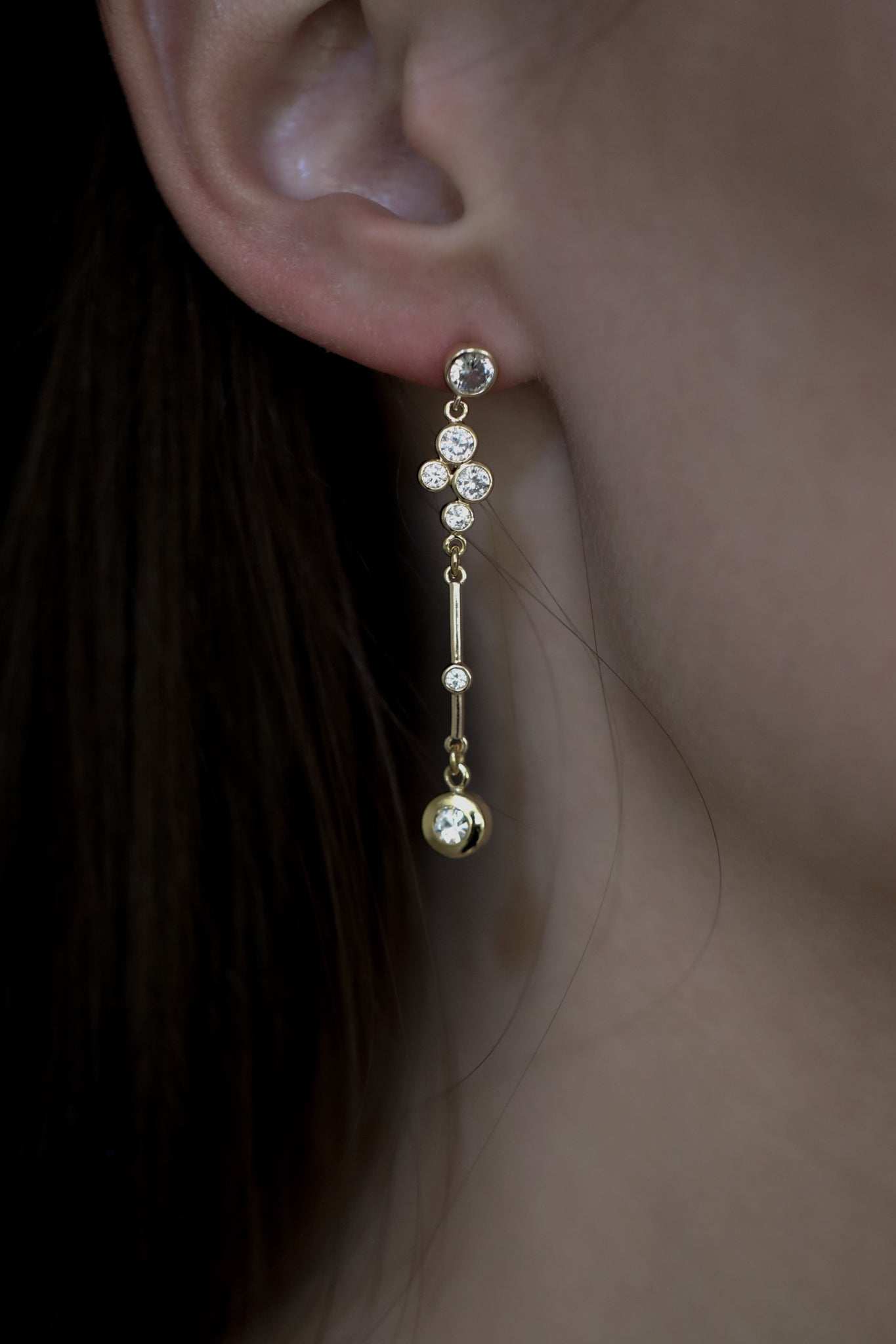 Bezel Cluster Tier Earrings