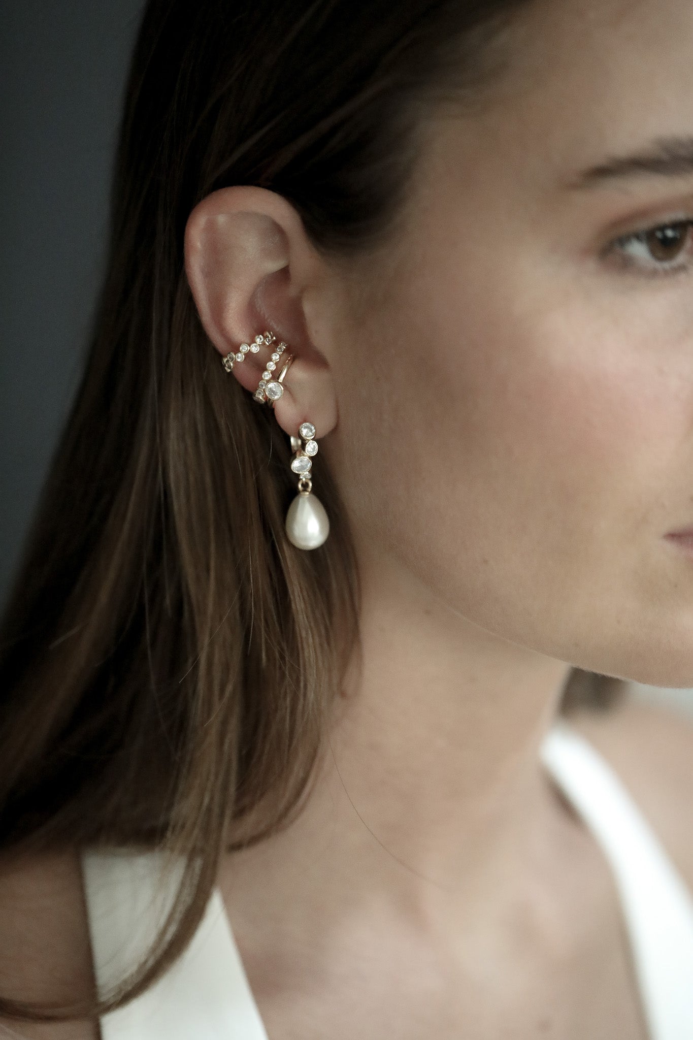 Bezel Gold Ear Cuff Trio Set