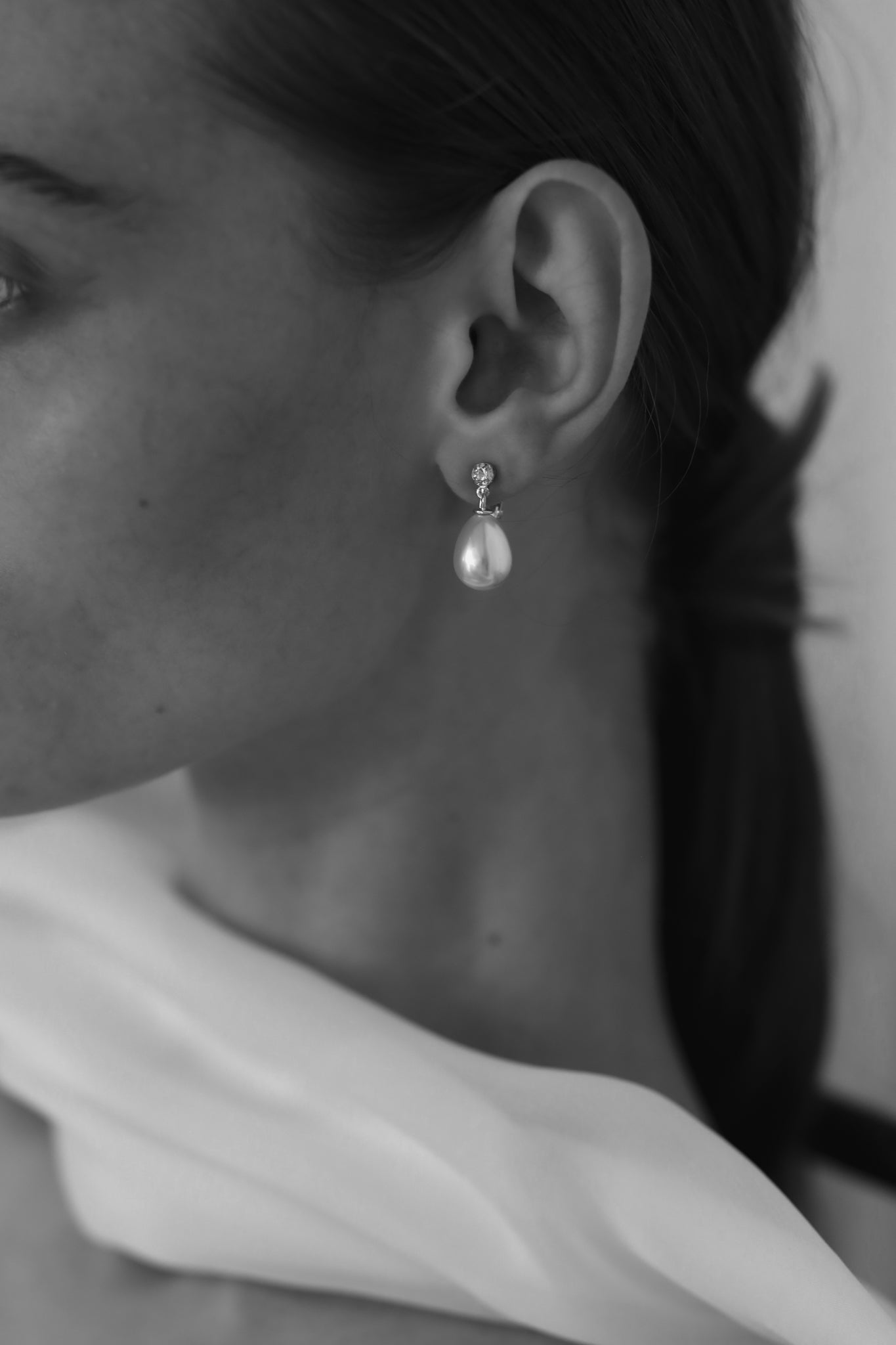 Clip On Crystal Pearl Drop Earrings