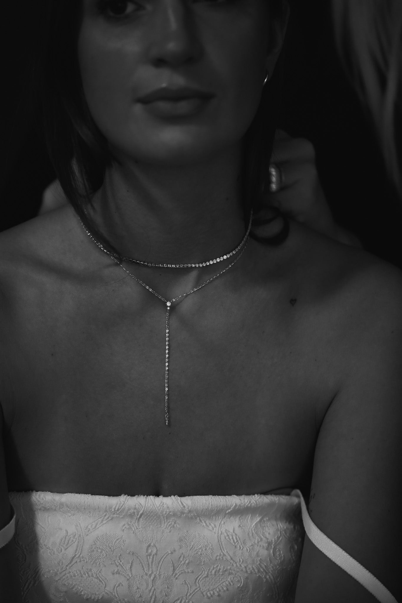 Dainty Gold Crystal Y Necklace