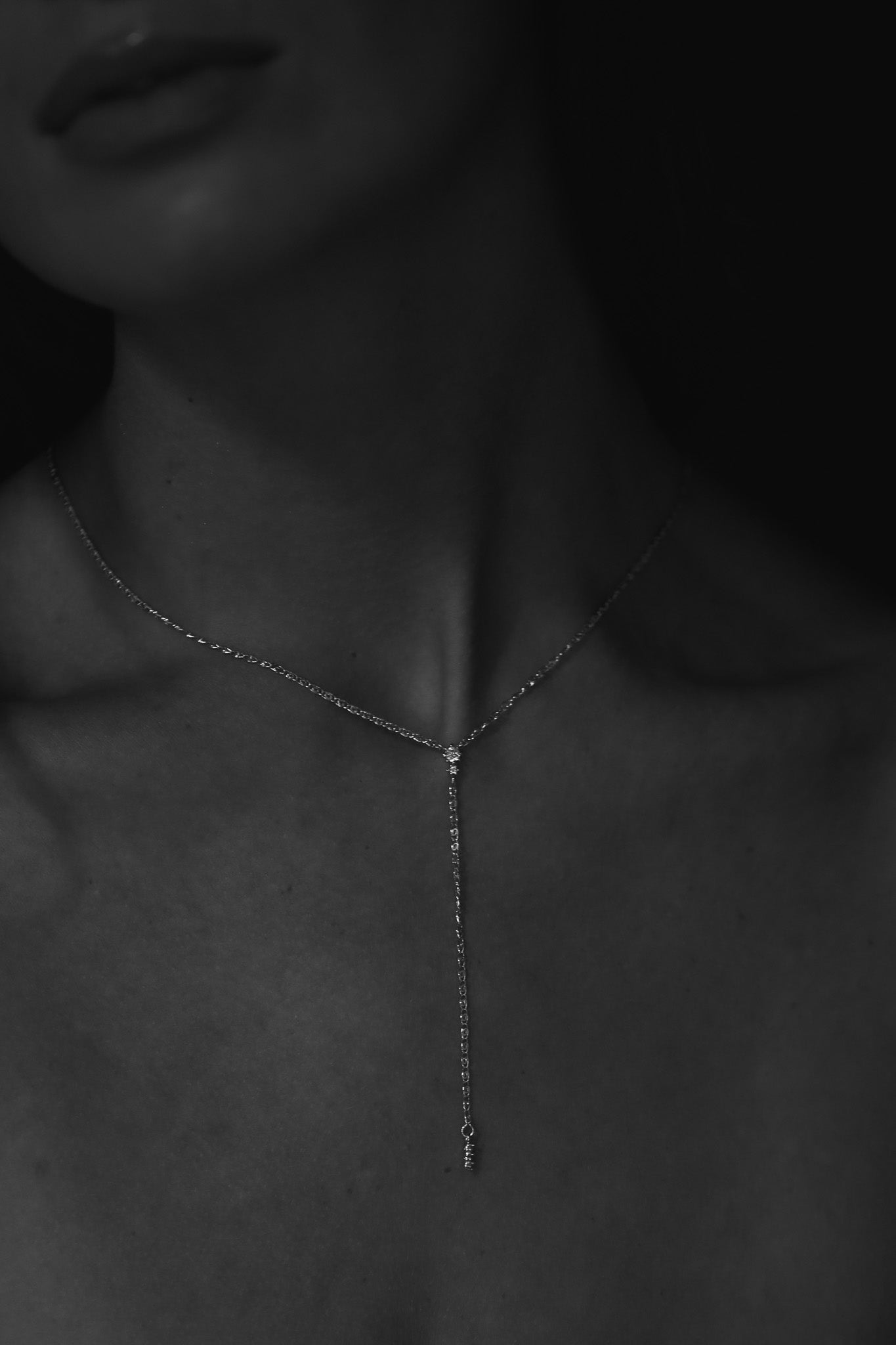 Dainty Gold Crystal Y Necklace