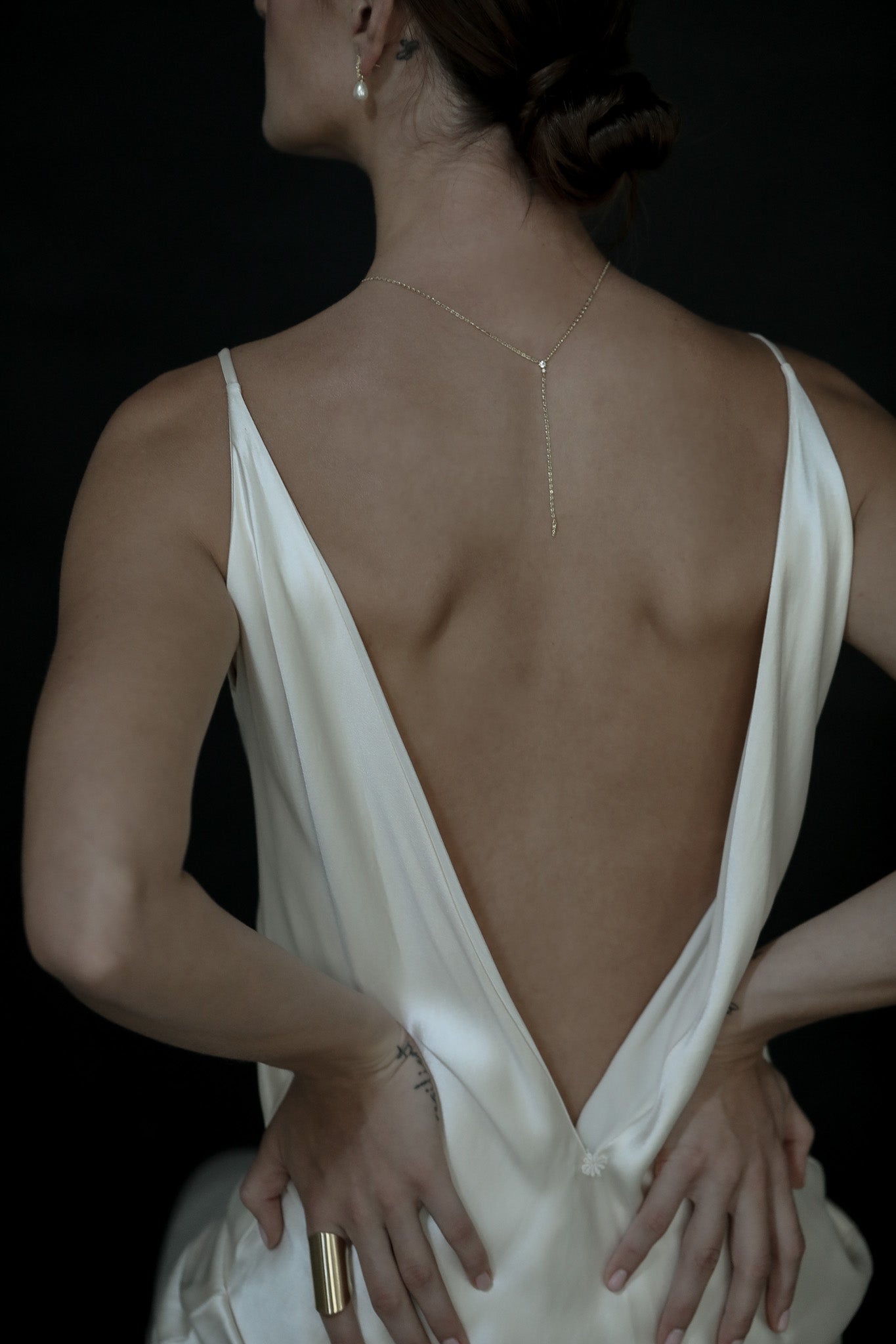 Dainty Gold Crystal Y Necklace