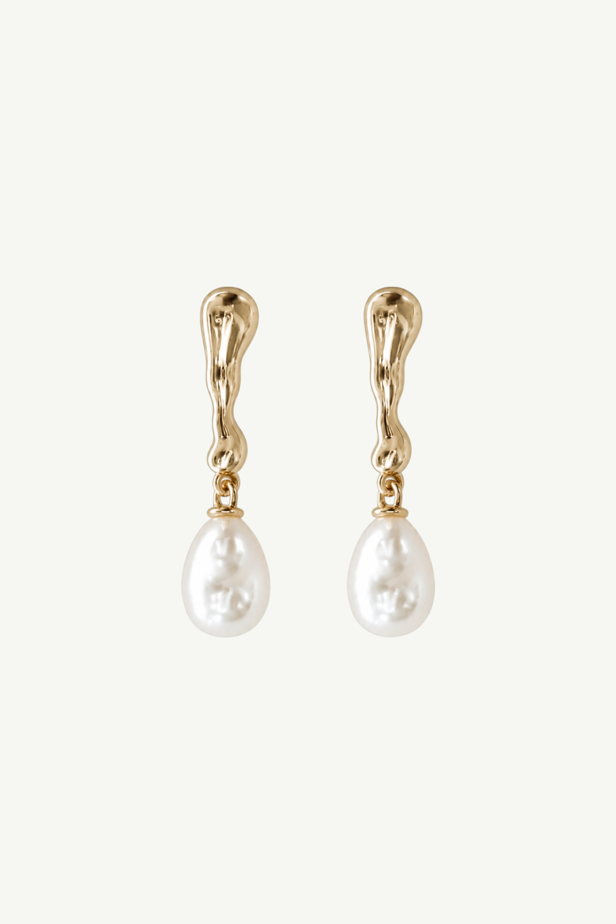 Sculptural Line Pearl Drop Earrings