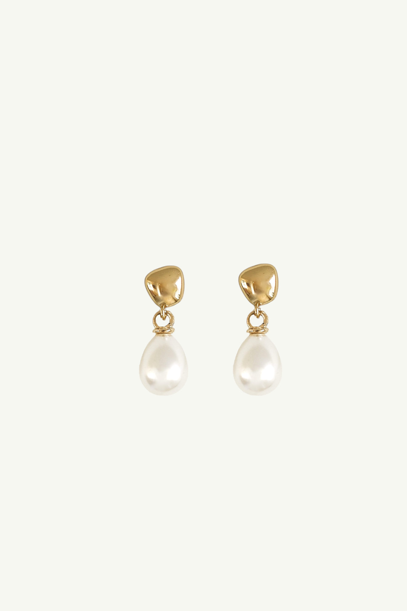 Micro Square Orb Pearl Drop Earrings