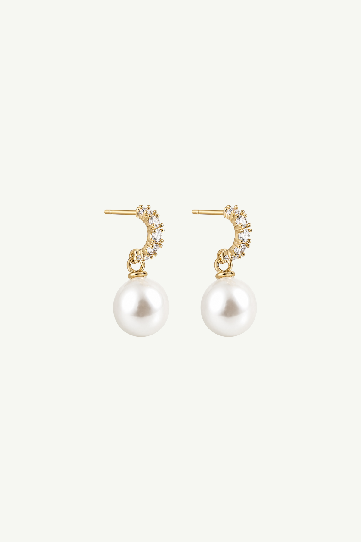 Pearl Pave Huggie Drop Earrings