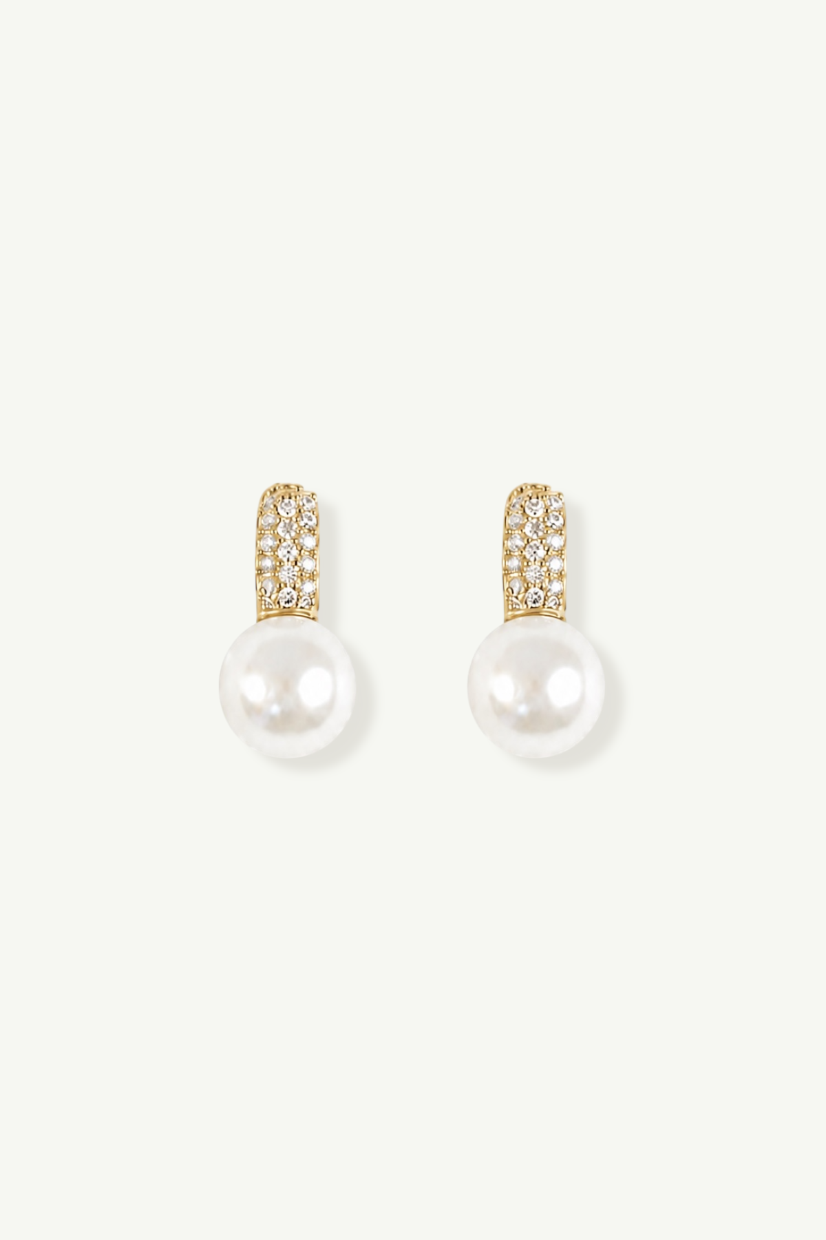 Pave Pearl Stud Drop Earrings