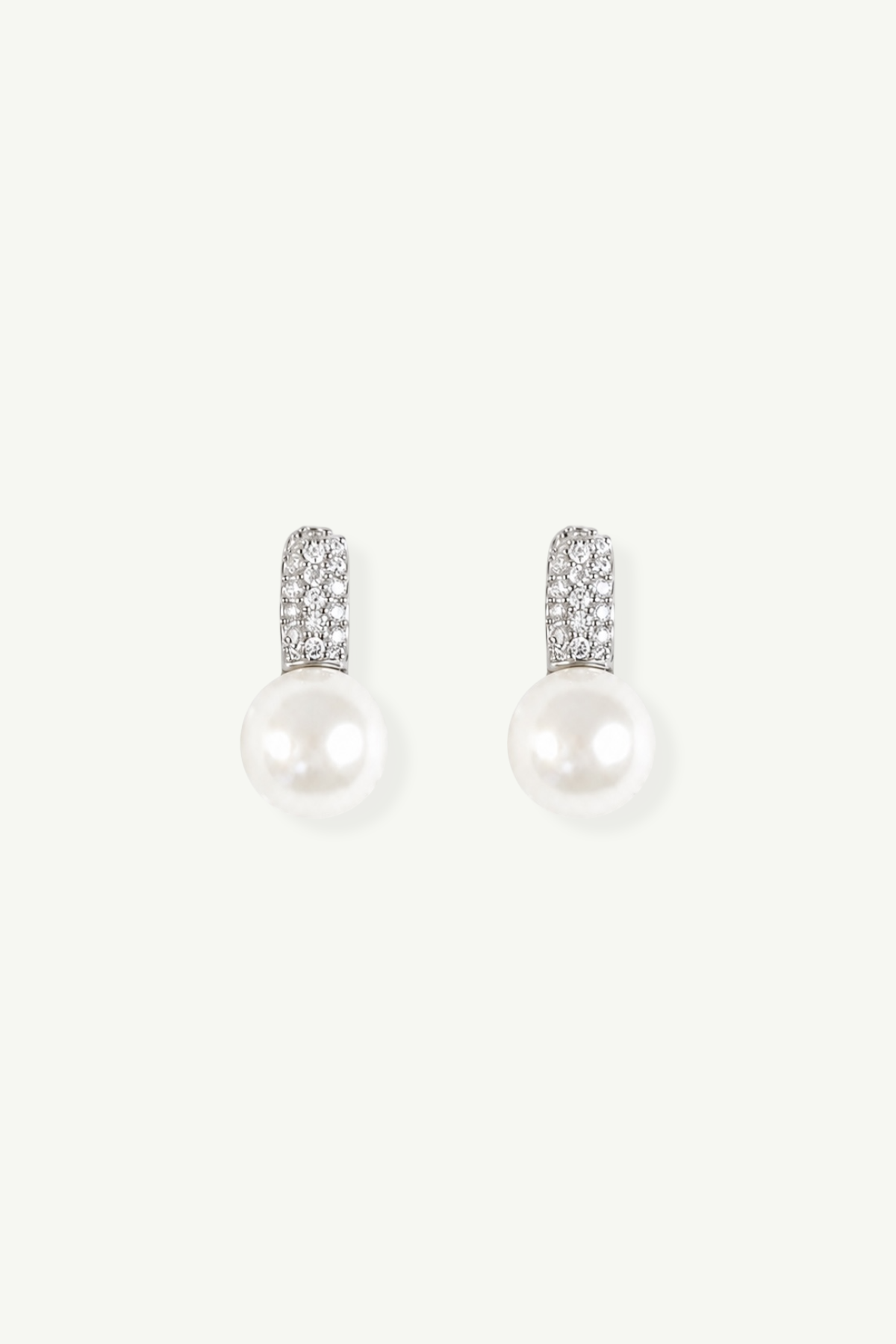 Pave Pearl Stud Drop Earrings