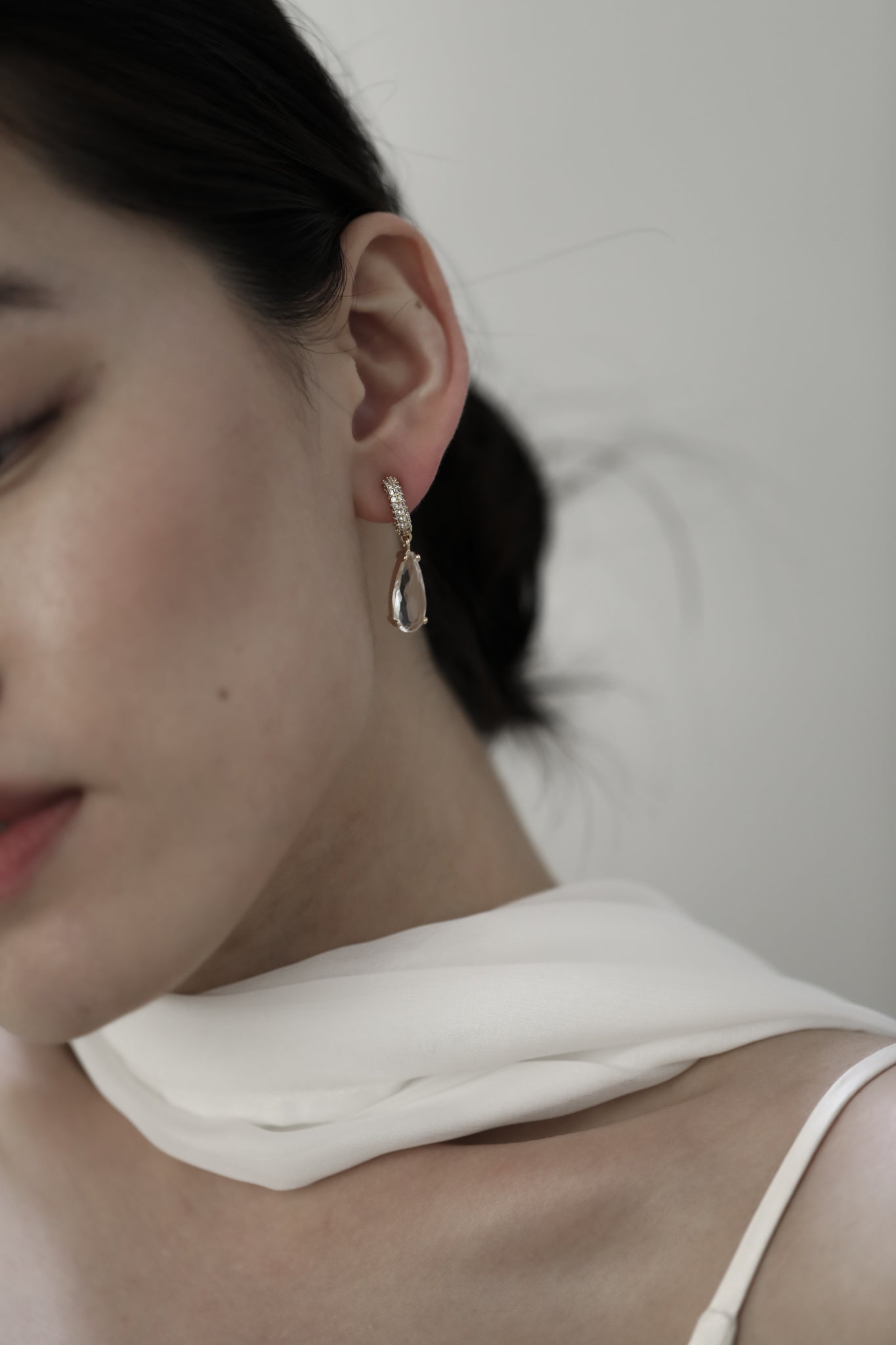 Pave Dewdrop Hoop Earrings