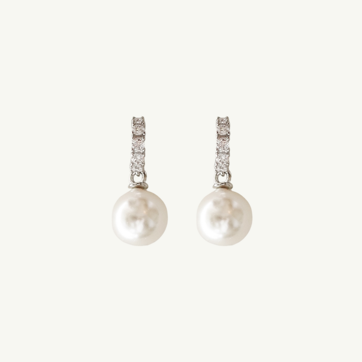 Pearl Pave Huggie Drop Earrings