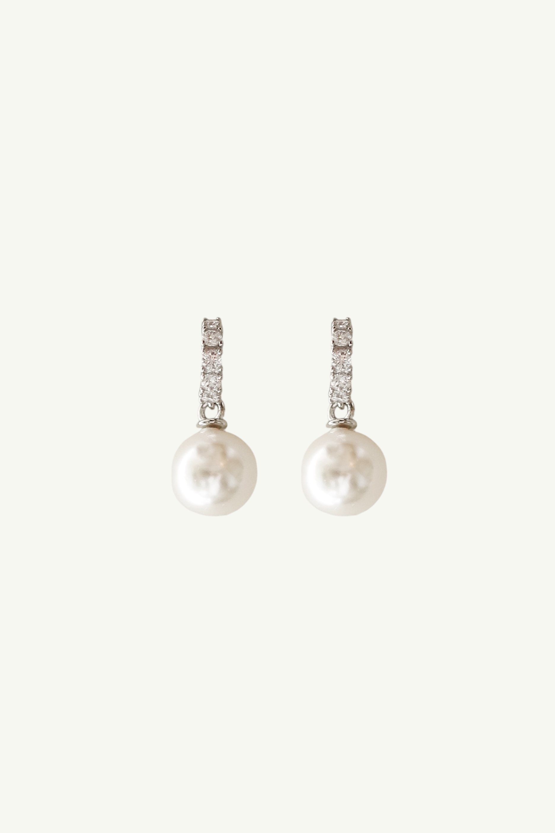 Pave Huggie Pearl Drop Earrings