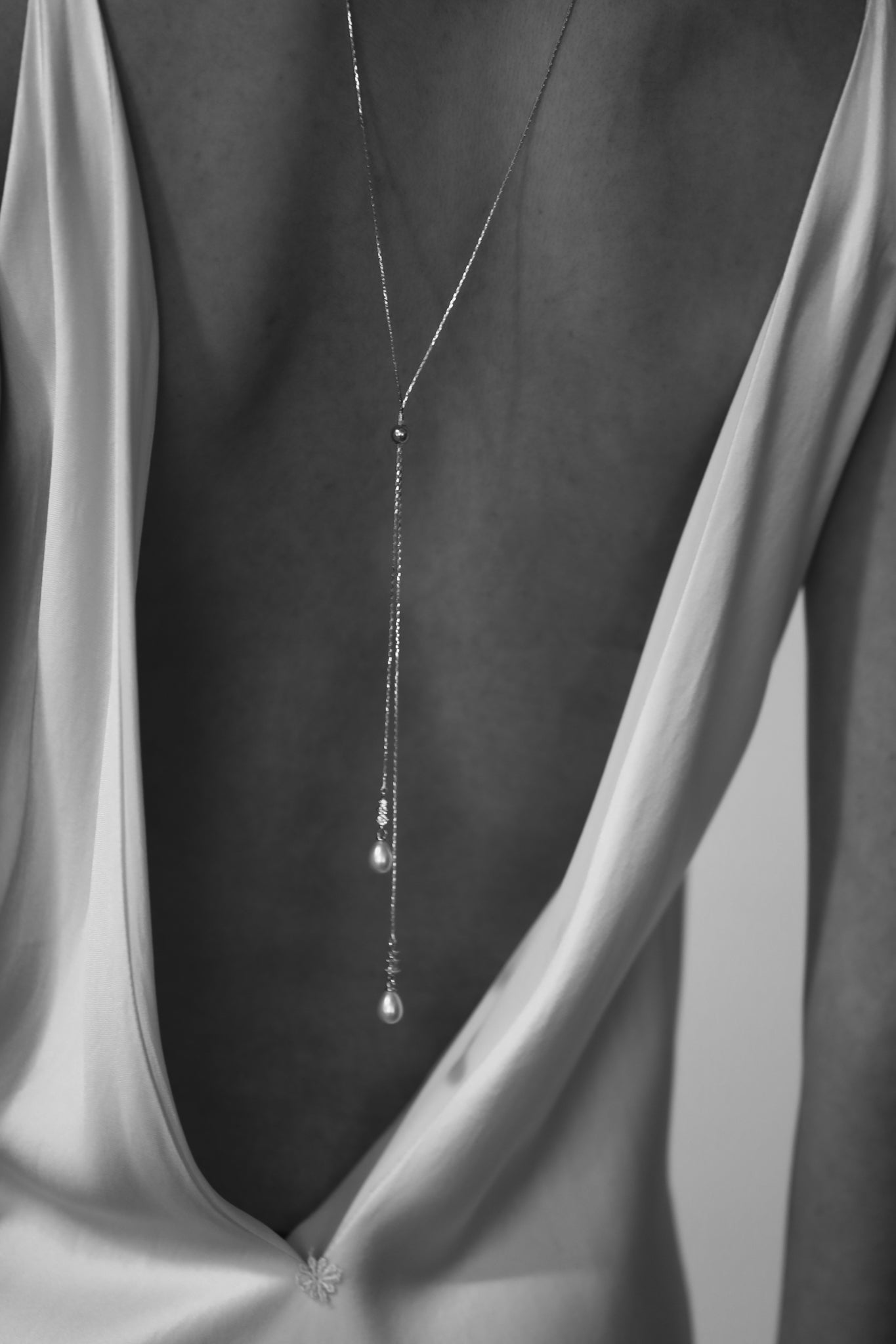 Pearl Crystal Lariat Necklace