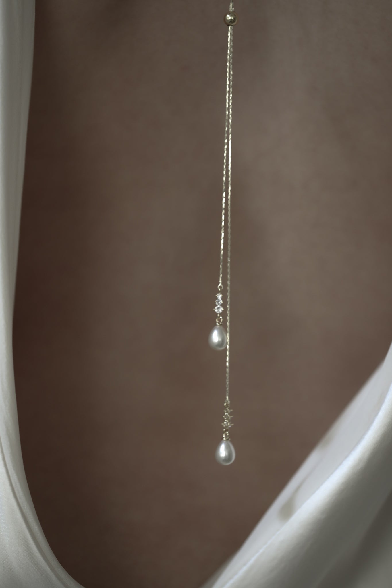 Pearl Crystal Lariat Necklace