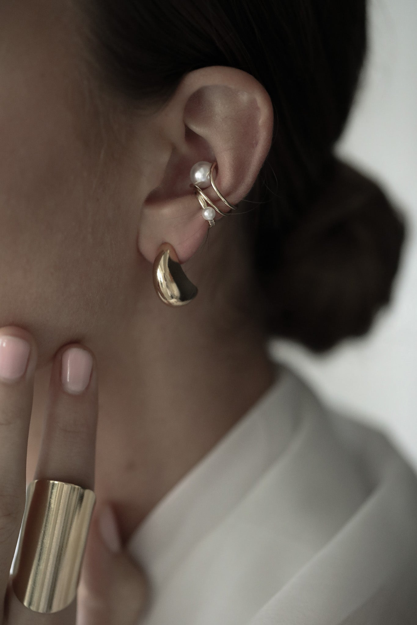 Pearl Gold Ear Cuff Set