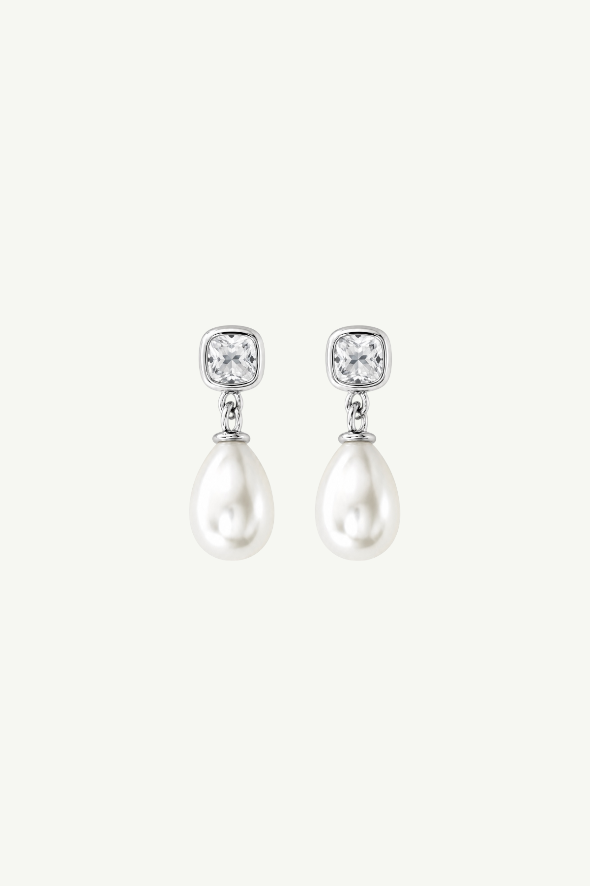 Micro Bezel Pearl Drop Earrings