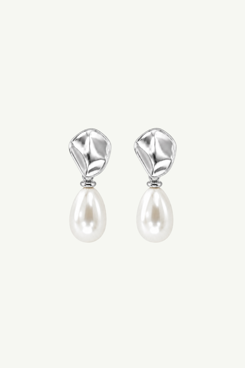Sculptural Mini Pearl Drop Earrings