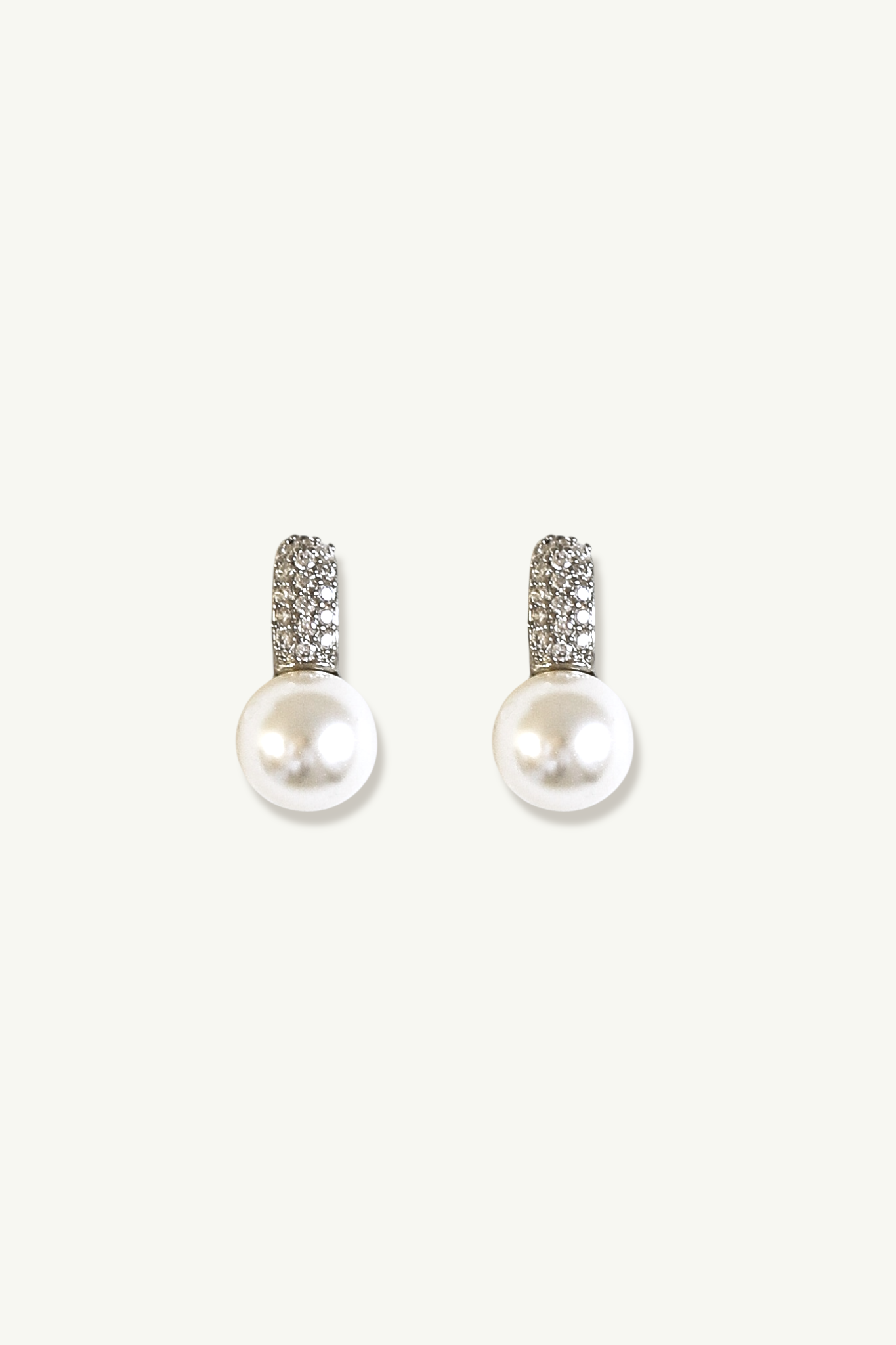 Pave Pearl Stud Drop Earrings