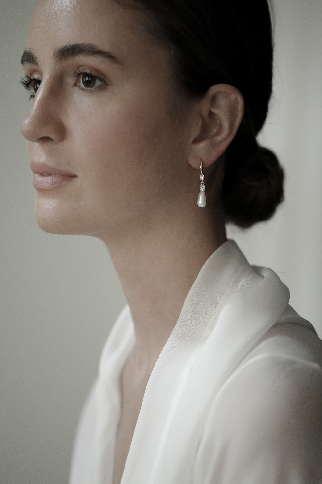 Gold Hoop Crystal Pearl Drop Earrings